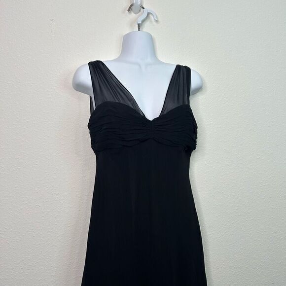 Vintage Jones New York NWT 100% Silk Black V Neck Sleeveless Midi Dress Sz 8 Y2K - Picture 2 of 13